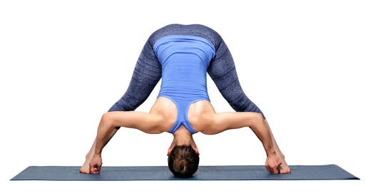 Wide leg bent yoga pose 
